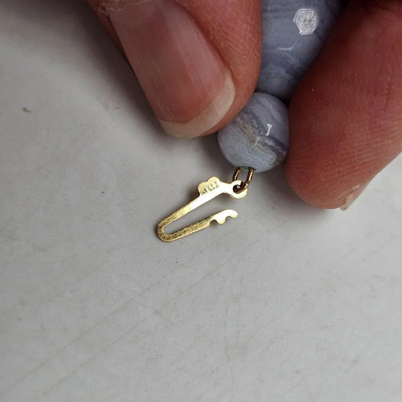 Vintage GSJ 14kt Gold Blue Lace Agate Beaded Necklace 24.5 in - Picture 7 of 9